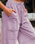 Mineral Wash Reverse Seam Drawstring Elastic Waist Pants
