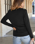 Judith Solid Exposed Seam Long Sleeve Top