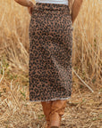 Jadecara Frayed Midi Skirt