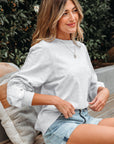 Peyton Lace Patchwork Raglan Sleeve Crew Neck Sweatshirt