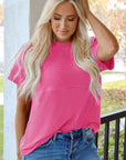 Madison Plain Corded Knit Mock Neck Top