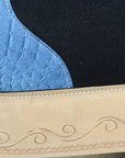 Western Wool Felt Horse Saddle Pad With Alligator Print Leather