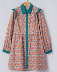 Floral Boho Contrast Collar Mini Shirt Dress