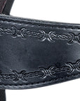 HILASON Western Horse Headstall Breast Collar Set Tack Genuine American Leather Barb Wire Black