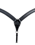HILASON Western Horse Headstall Breast Collar Set Tack Genuine American Leather Barb Wire Black