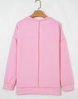 Ribbed Exposed Seam Drop Shoulder Pullover