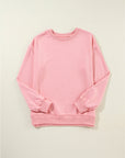 Solid Drop Shoulder Crewneck Pullover Sweatshirt