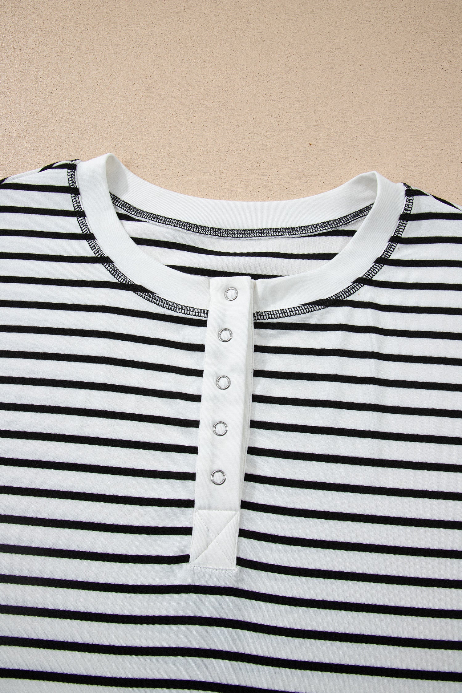 Stripe Cap Sleeve Henley Top &amp; Shorts Set