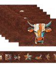 7 Pieces Rustic Ranch Western Cowboy Table Runner and Placemats Set Made in USA