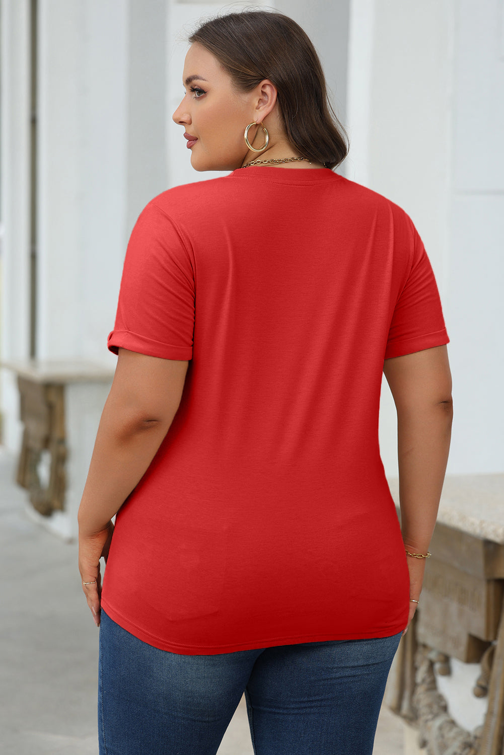 Solid Short Sleeve Crew Neck Tee