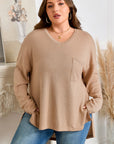 Plus Size Textured Knit Long Sleeve Tunic Top