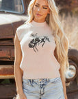 Western Howdy Cowboy Mock Neck Sleeveless Sweater