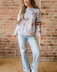 Camo Varsity Stripe Dropped Shoulder Sweatshirt