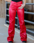 SIGNATURE TROUSERS - RED METALLIC