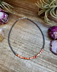 Spiny Oyster Heishi & Sterling Silver Pearl Choker