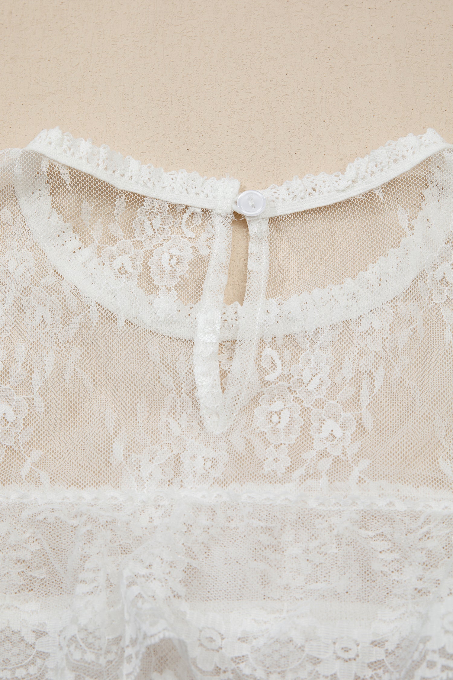 Sheer Floral Lace Ruffle Tiered Blouse &amp; Cami