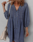 Autumn Tied Pleated Mini Dress