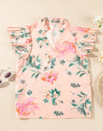Floral Frilled V-Neck Pleated Sleeve Blouse