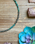 15” Heishi Turquoise Necklace – 4mm Turquoise & 5mm Sterling Silver Pearls
