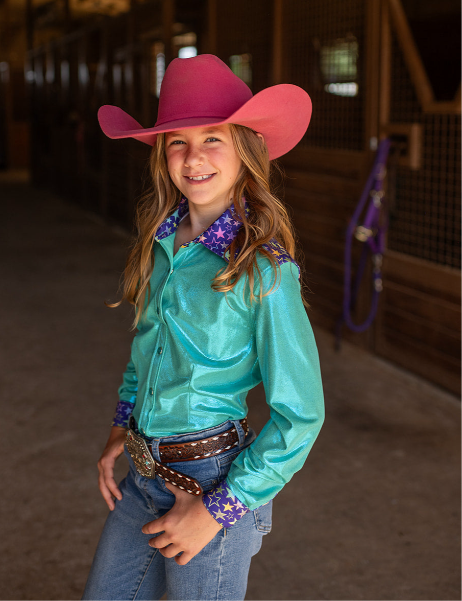 *YOUTH* STARLIGHT SPARKLE PERFORMANCE RODEO SHIRT