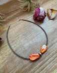 14" Spiny Oyster & Sterling Silver Pearl Choker – 3mm & 10mm