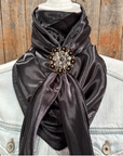 35X35" Solid Black Wild Rag / Scarf WRS4 - Crystal Concho Wild Rag Slides - Assorted