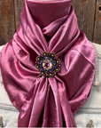 35X35" Solid Rose Wild Rag / Scarf WRS6 - Crystal Concho Wild Rag Slides - Assorted