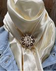 35X35" Solid Cream Wild Rag / Scarf WRS11 - Crystal Concho Wild Rag Slides - Assorted
