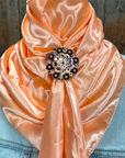 35X35" Solid Peach Wild Rag / Scarf WRS24 - Crystal Concho Wild Rag Slides - Assorted