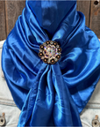 35X35" Solid Electric Blue Wild Rag / Scarf WRS17 - Crystal Concho Wild Rag Slides - Assorted
