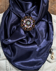 35X35" Solid Dark Blue Wild Rag / Scarf WRS9 - Crystal Concho Wild Rag Slides - Assorted
