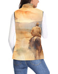 Baha Ranch Watercolor Cowboy Women's Western Puffy Vest