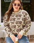 Magnolia Horseshoe Print Checkered PLUS Sweater