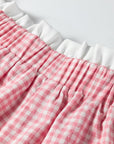 Plus Size Gingham Plaid Ruffle Contrast Trim Shorts