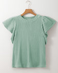 Brynn Textured Flutter Sleeve Top