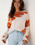 Floral Wide Long Sleeve Sweater