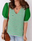 Leighton Short Sleeve Patchwork Blouse