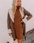 Solid Ribbed Mock Neck Sweater Dress