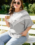 Rory Plus Size Lace Insert Waffle Ruffle Top