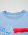 USA Flag Bow Crewneck Graphic Tee