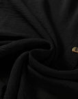 Black Contrast Leopard Print Patchwork Polo Collar Buttons Front Ruffled Long Sleeve Blouse
