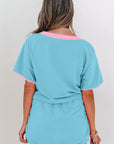 Colorblock Short Sleeve T-Shirt and Skort Set