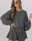 Corded Top and Ruffle Mini Skort Set