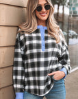 Ezra Half Placket Plaid Blouse