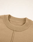Solid Front Center Seam Drop Shoulder Sweater
