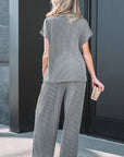 Corded Knit Mock Neck Tee and Pant Set