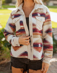Western Aztec Corduroy Patchwork Pocketed Shacket