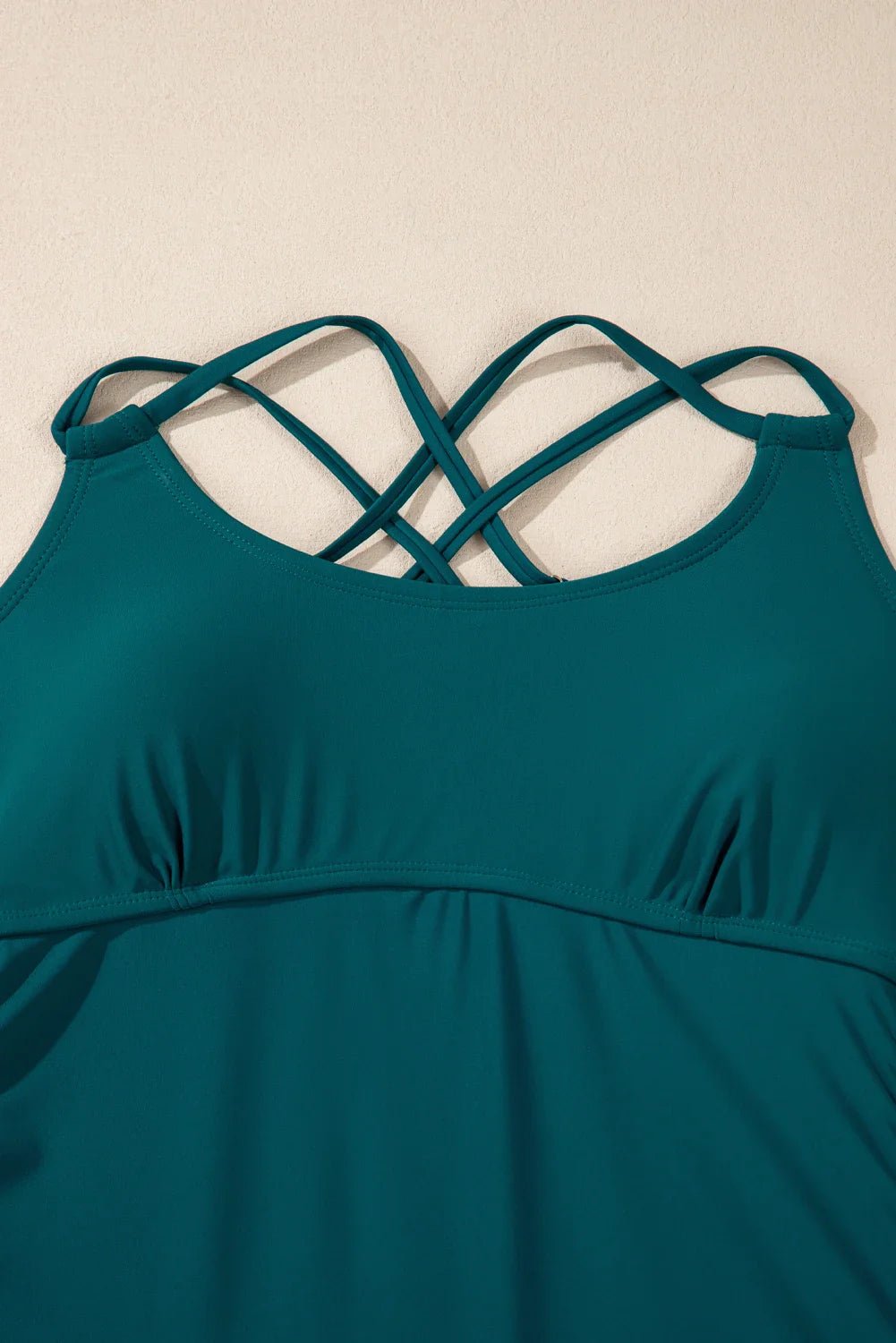 Colorblock Tankini Top &amp; High Waist Bikini Set