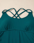 Colorblock Tankini Top & High Waist Bikini Set