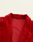 Velvet Open-Front Pocketed Cardigan